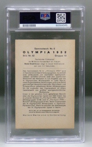 1936 Reemtsma 1932 Los Angeles Olympics Babe Didrikson PSA 4 Card USA VICTORY - Bild 3 von 3