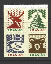 US Scott # 4211-4214 Holiday Knits 2007 Lot De 4 / 4214a MNH Neuf Sans Charnière