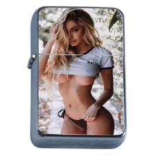 Atlanta Pin Up Girls D7 Flip Top Oil Lighter Wind Resistant 