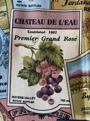 CRANSTON FABRIC~Wine Labels~CALIFORNIA HEARTY BURGUNDY~White Zinfandel~CHIANTI~