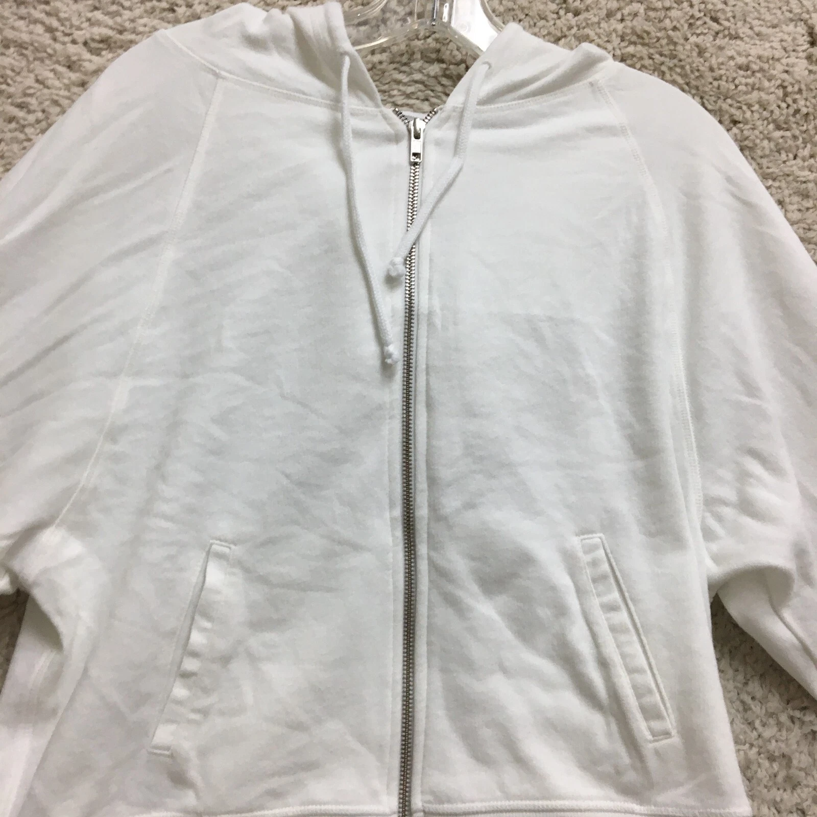 UNDERCOVER Victorias Secret Felpa con Cappuccio Media Bianca Full Zip Felpa con Cappuccio Cropped Donna M