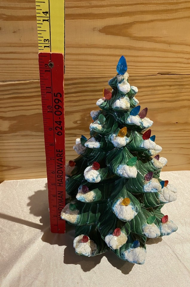 Vintage Ceramic Christmas Tree NO BASE Atlantic Mold Green Frothy Snow