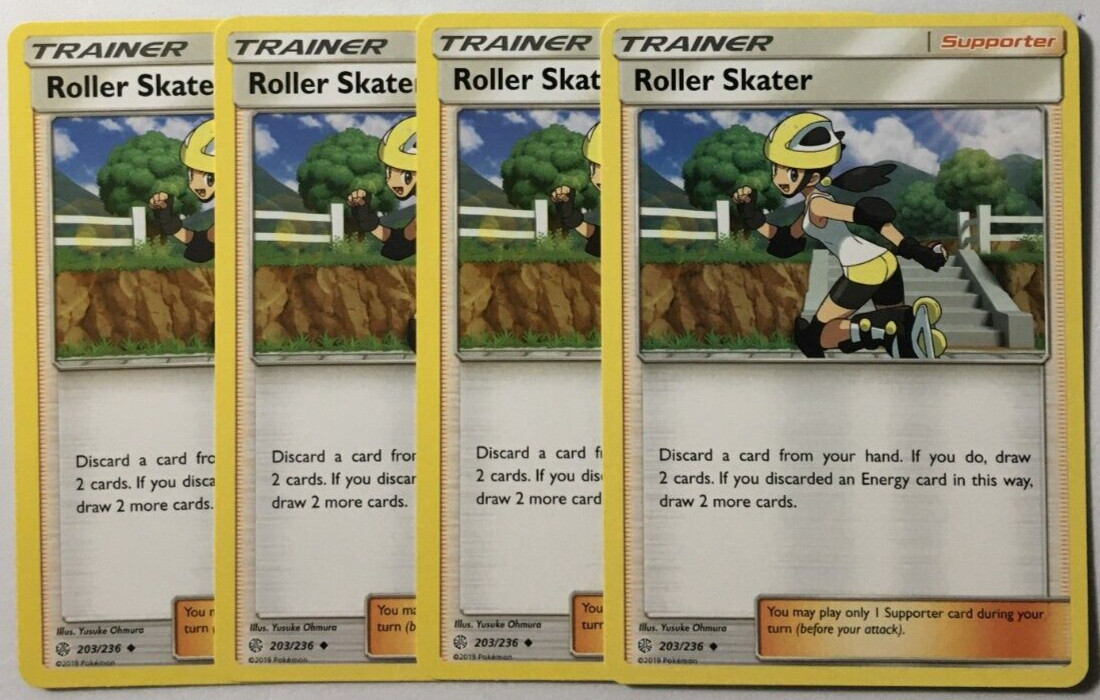 POKEMON 4X ROLLER SKATER 203/236 COSMIC ECLIPSE UNCOMMON NEAR MINT-PLAYSET