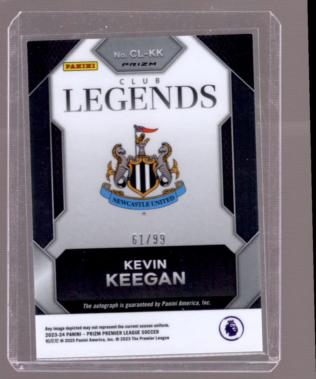 2023 PANINI PRIZM PREMIER LEAGUE CLUB LEGENDS SIGNATURES SILVER KEVIN