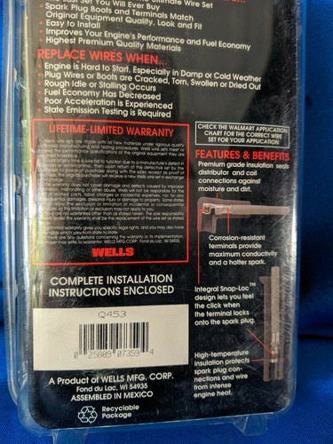 NOS Wells Q453 4 Cylinder Custom Spark Plug Wire Set VTG 1981-1990 Dodge - Picture 4 of 7
