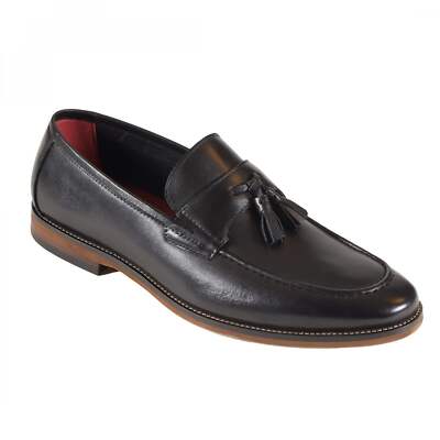 Azor Parma schwarze Leder-Halbschuhe mit Quasten ZM3908