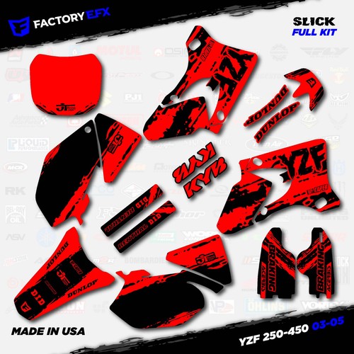 Black & Red Slick Graphic Kit fits Yamaha YZ250F YZ450F 03-05 YZF 250 450 - Picture 4 of 5