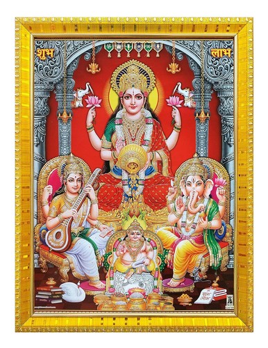 Lakshmi Laxmi Maa Ganesh Saraswati Dhan Kuber Fotorahmen für Pooja Haustempel