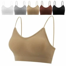Women's Seamless Low Back Bralette Bra Solid Colors Stretchy Crop Scoop Neck Top