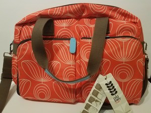 Details About Orla Kiely Target 3 Piece Satchel Diaper Bag Red White Stem Flower Print
