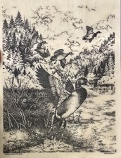 Mallard Ducks - Montana Marble Etched Cultured Wildlife Art 983