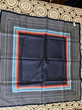 Vintage 27" Sq Scarf Polyestr Italian Square Red White Blue Italy Lines Polka Do