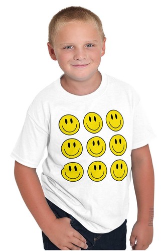 Cool Positive Punk Happy Face Smile Emoticon Youth Crewneck T Shirts Boy or Girl - Picture 4 of 7