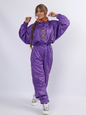 Vintage 80s 90s Bogner Women s Purple Skiing Suit Retro Apres ski One Piece Zip