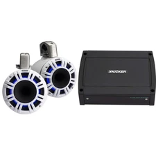 Kicker 51KMTCXL8W 8" White KMXL Horn-Loaded Tower Speakers & 400 Watt Marine ...