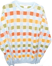 vtg Norm Thompson Coogi Sweater ITALY Multicolor Checkered XXL Cotton/Acrylic