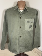 VINTAGE USMC HBT HERRINGBONE TWILL UTILITY JACKET SHIRT