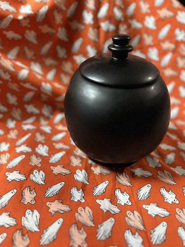 Halloween Skull Cookie Jar Black Matte Skeleton Spooky Season Autumn Fall Decor - Bild 6 von 10