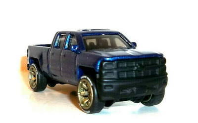 LOOSE 2020 MATCHBOX BLUE '14 CHEVY SILVERADO 1500 WHEEL SWAP REAL