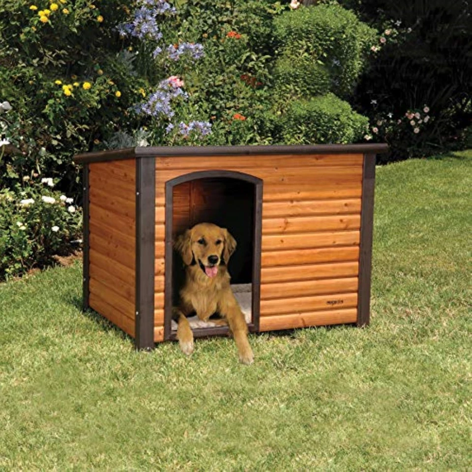 Casa para perros cabaña de troncos Petmate Precision Extreme Outback, grande, madera natural Foto 3 de 4