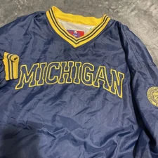 Vintage 90s University Of Michigan Wolverines Pullover Windbreaker Jacket Sz XL