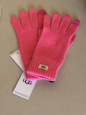 UGG KNIT LOGO TECH GLOVES IN FRENCH PINK O/S 17038