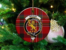 Broun Clan Scottish Tartan Ceramic Ornament
