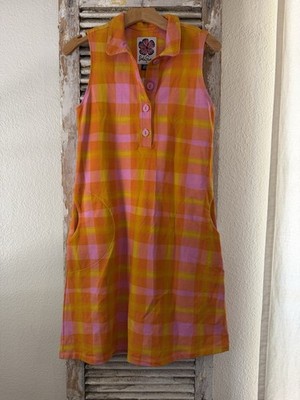 A29 Lesley Evers Dress Resort Colorful Retro Mod Summer Shift Plaid Size XS