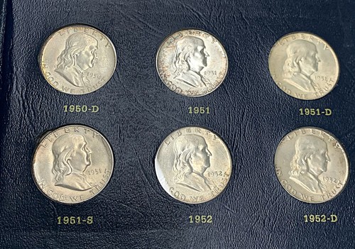 Juego COMPLETO de Medio Dólar Franklin AU/BU 1948-1963D en Álbum - Imagen 3 de 12