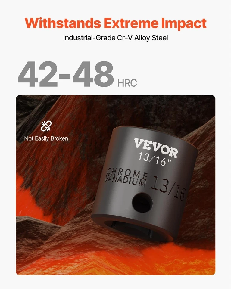 VEVOR Impact Drive Socket Set 1/2 Inches 19 Piece Impact Sockets SAE, Standard S - Image 2 of 4