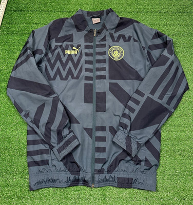 Manchester City FC Puma Grey Track Jacket | Mens Adult Small Football Top Kit