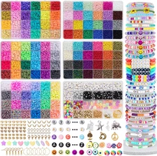 16800 Pcs Bead Kit: 72 Colors Clay & 48 Colors Glass for Jewelry Making