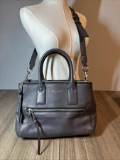 Marc Jacobs Pebbled Leather Satchel / Small Tote – Charcoal Grey 100% Authentic