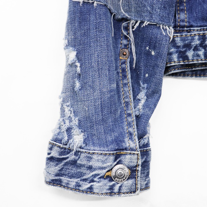 DSQUARED2 Distressed Patchwork Stretch Denim Jack… - image 14