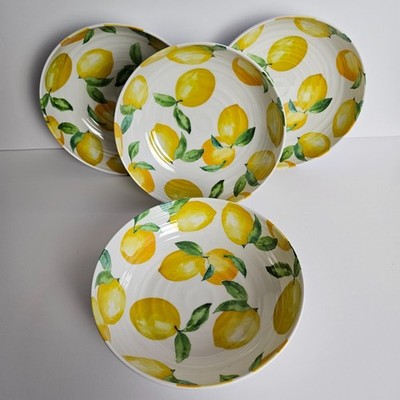 Rachel Ashwell Farmhouse Lemon Melamine Bowls Set 4 Yellow Green 8 