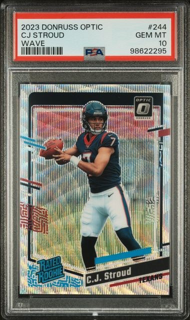 Pop=108 2023 Donruss Optic CJ Stroud Wave 284/300 Rated Rookie RC 244 PSA 10 C J
