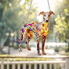 Personalized Porcelaine Dog Acrylic Suncatcher Faux Stained Glass Suncatcher