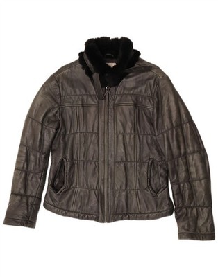 Bata and More Damen Lederjacke IT 48 XL Grau Leder CQ01