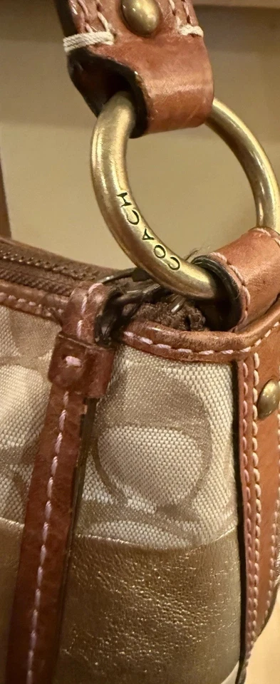 Bolsa Baguete Vintage Coach Feminina Patchwork Couro Lona B06S-10000 - Imagem 3 de 4