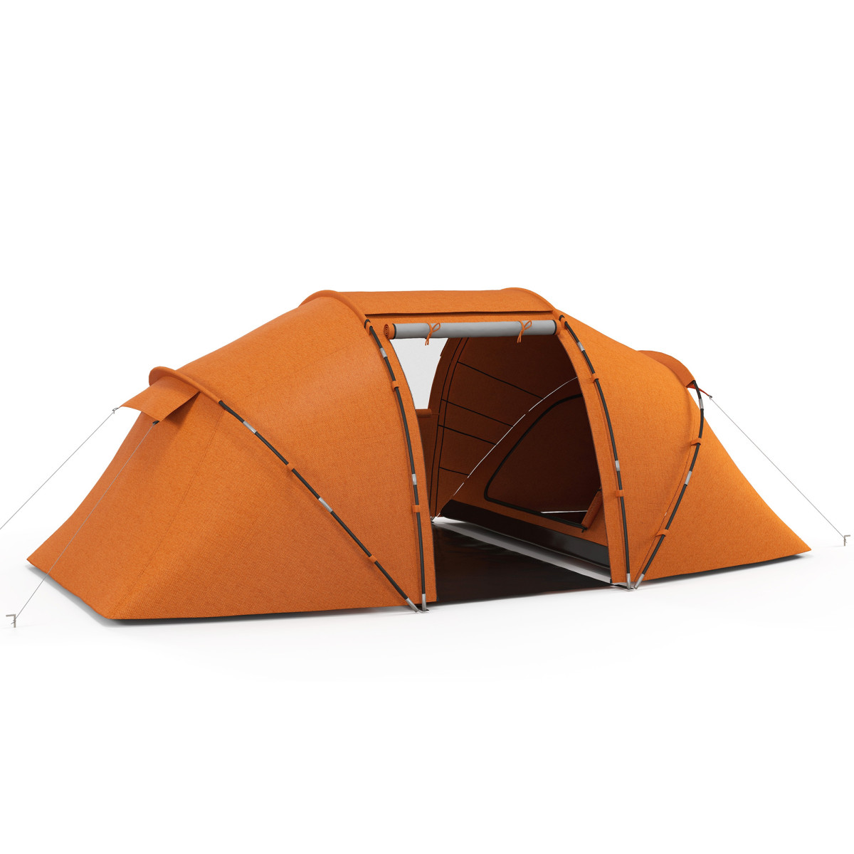 Camping Tent Orange 170x430x240cm Polyester Taffeta Fibreglass 4-6 Persons Dome