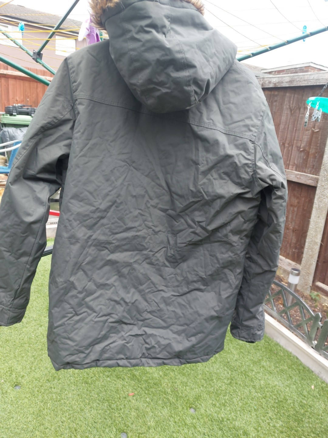 Men's Heavyweight Winter Parka Jacket Size M Khaki/Olive Green image 6