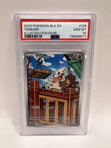 Pokémon TCG Timburr 125/086 Black Bolt Illustration Rare PSA 10 Graded Pokemon