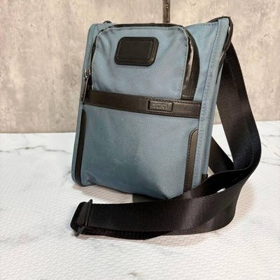 TUMI Alpha Crossbody Bag Blue Gray Nylon Small Shoulder Bag Tracer 139775