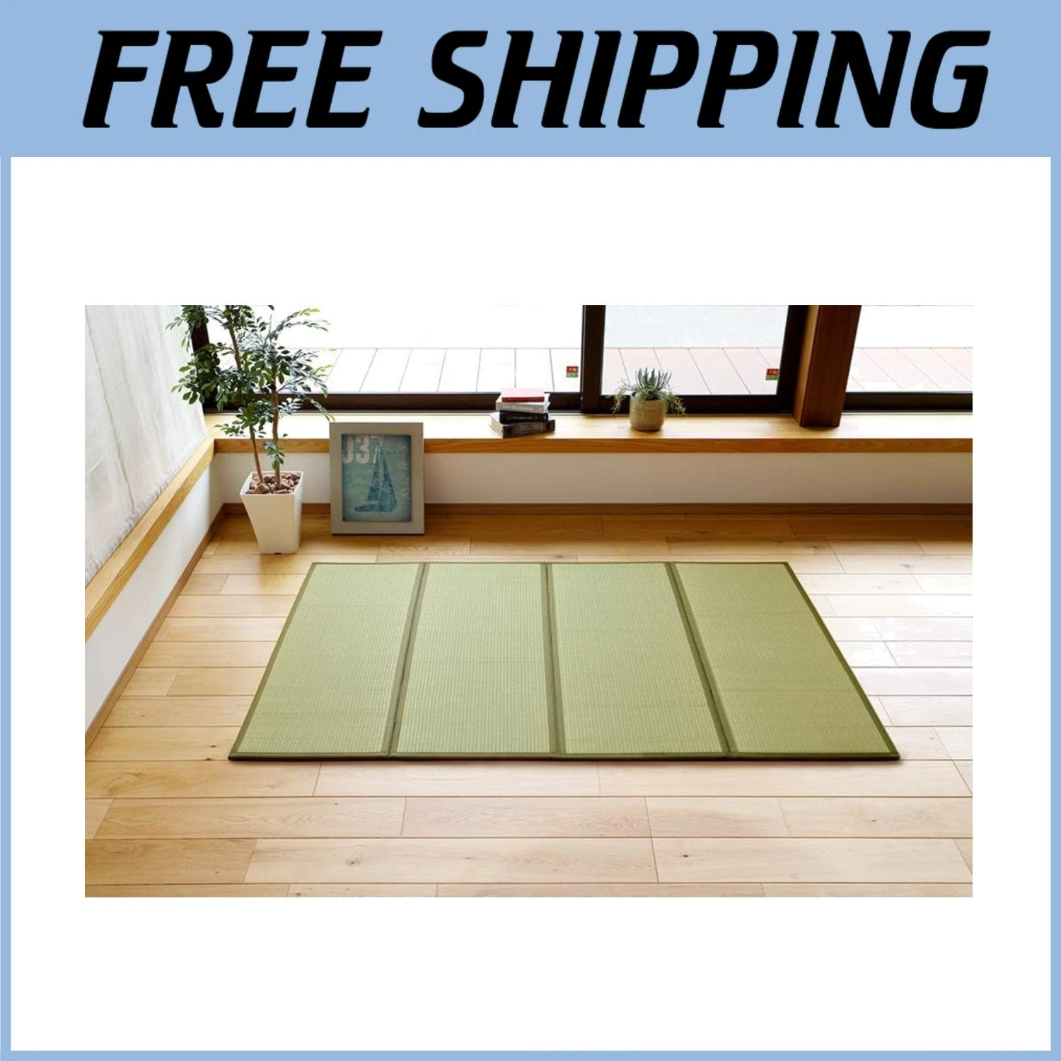 Japanese Tatami Mat: Natural Rush Grass Floor Mat, Twin Size