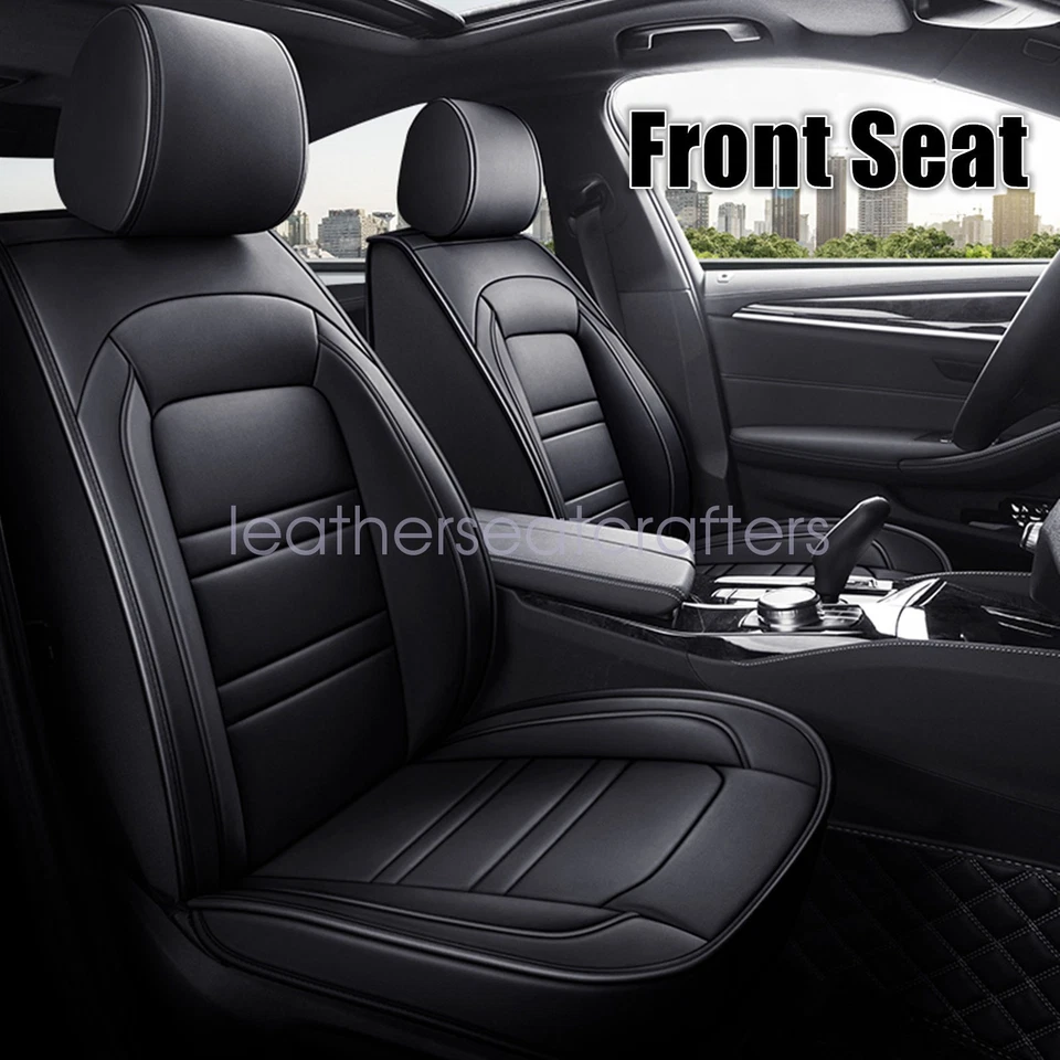 Car 5-Sits Front & Rear PU Leather Protector Seat Cover Cushion Black For Toyota - Image 2 of 4