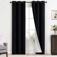 100% Blackout Curtains Set of 2 Panels 38x84" Thermal Insulated Grommet Top