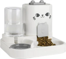 2-in-1 Gravity Pet Feeder & Water Dispenser for Cats Dogs - Large gray 
