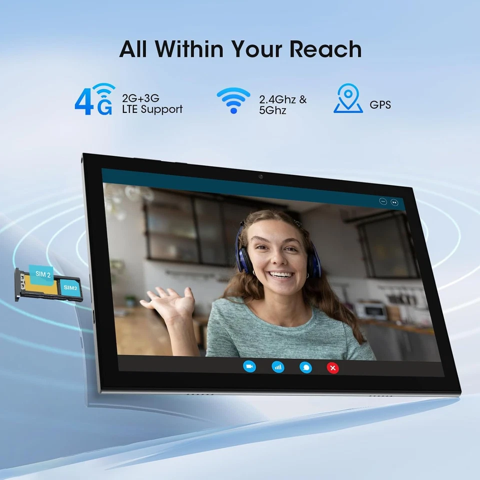 Tablet Con Slot per Scheda SIM, Tablet Da 10 Pollici, 4G LTE E Telefono (Make Ca - Immagine 2 di 4