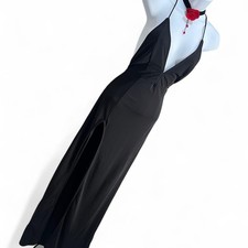 Forever 21 Black Halter Side Slit Slip Dress Long Sleeveless Women's Size S