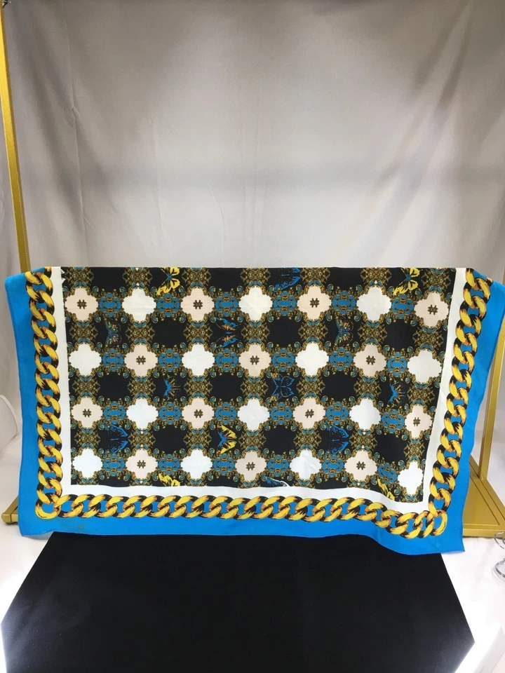 Urban Outfitters Square Scarf Silk Rope Chain Border Pattern 36x36 in - Image 2 of 4